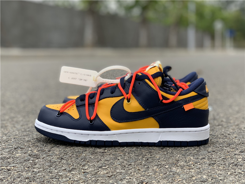 2019 Cheap Nike Dunk Low Off-White University Gold Midnight Navy CT0856 ...