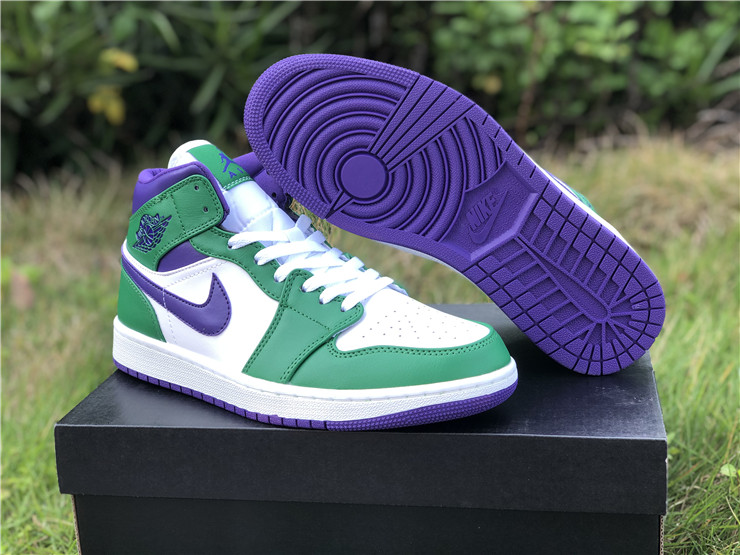 green and white and purple jordan 1