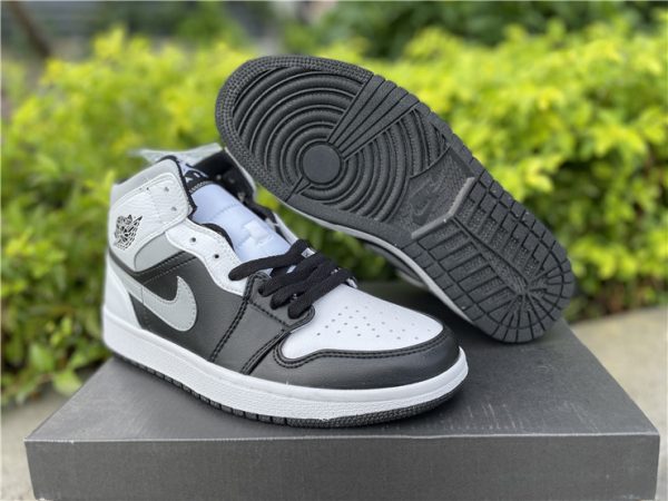 2021 Latest Air Jordan 1 Mid White Shadow Basketball Shoes 554724-073
