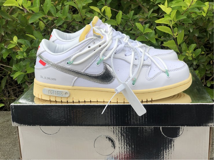 Buy Off-White x Nike Dunk Low White Silver Shoes DM1602-127