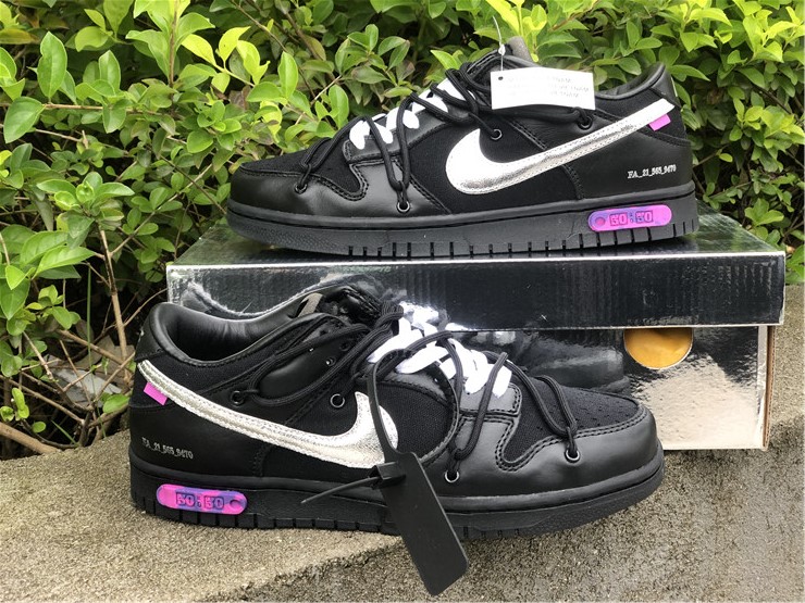 Off-White x Nike Dunk Low “The 50” Black Silver To Buy DM1602-001