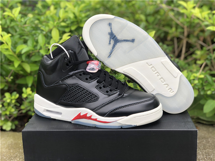 Air Jordan 5 SP Black/Muslin-Fire Red Women's Shoe