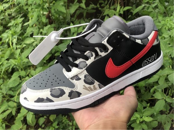 2021 Latest Nike SB Dunk Low Grey/Black-University Red In Hand