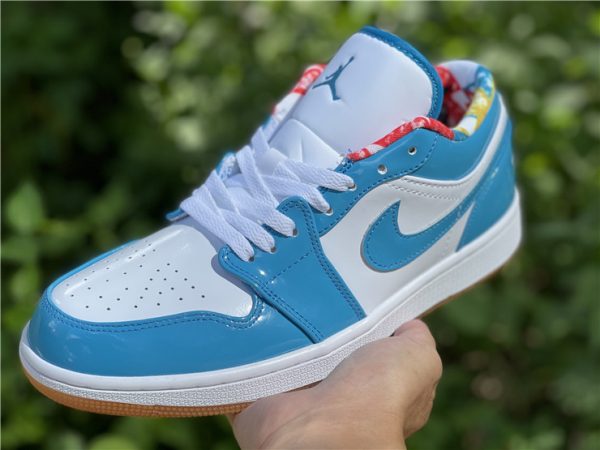 Air Jordan 1 Low Light Teal Patent Leather In Hand