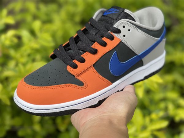 Nike SB Dunk Low Pro Black Grey Orange Blue UK Sale 854866-025 In Hand