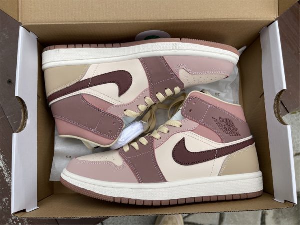 Air Jordan 1 Mid Mixed-Color Brown Pink Hot Sale DO7440-821 In Box