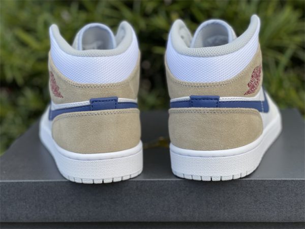 Cheap Air Jordan 1 Mid Navy Swooshes and Tan Suede DO6726-100-3