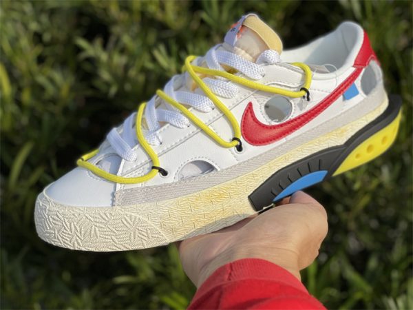 Off-White x Nike Blazer Low White University Red For Sale DH7863-100 In Hand