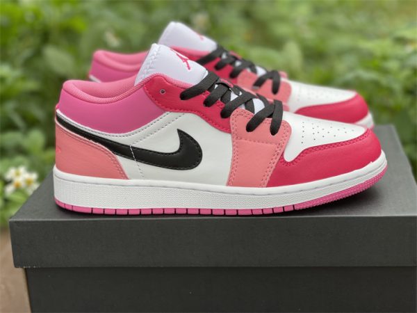 Air Jordan 1 Low GS White Pinksicle Pink and Red 553560-162-5