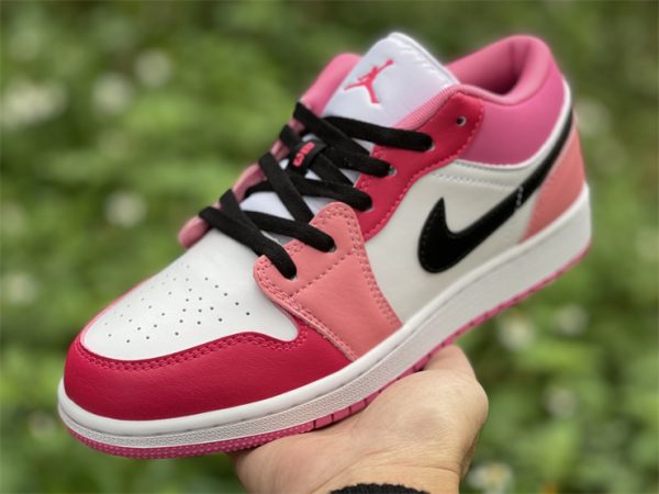 Air Jordan 1 Low GS White Pinksicle Pink and Red 553560-162 In Hand
