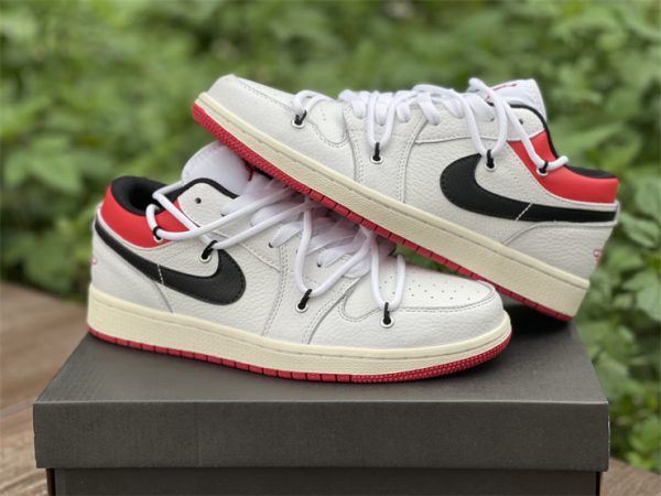 Air Jordan 1 Low White Gym Red For Sale 553560-122-4