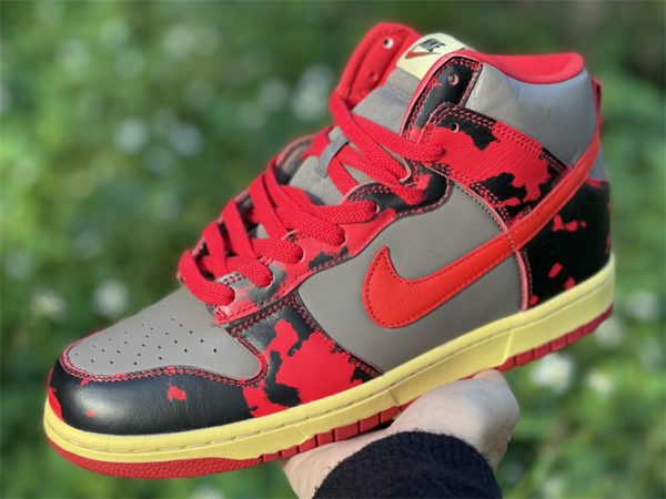 Buy Nike Dunk High 1985 Red Acid Wash Trainers UK DD9404-600 In Hand