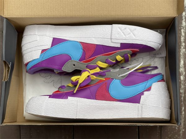 KAWS x sacai x Nike Blazer Low Purple Dusk Men Shoes DM7901-500 in box