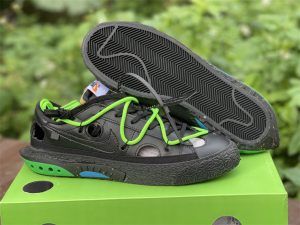 Off-White x Nike Blazer Low Black Green Sneakers UK DH7863-001