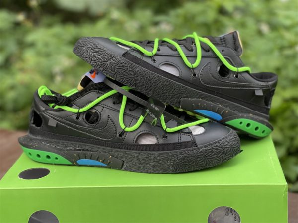 Off-White x Nike Blazer Low Black Green Sneakers UK DH7863-001-4