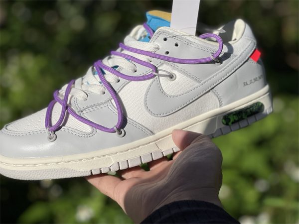 Off-White x Nike Dunk Low White Purple Lot 47 Shoes DM1602-125 In Hand