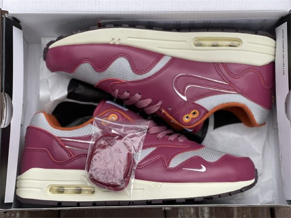 Patta x Nike Air Max 1 Rush Maroon New Releases DO9549-001 In Box