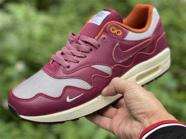 Patta x Nike Air Max 1 Rush Maroon New Releases DO9549-001 In Hand