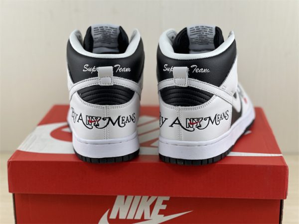 Supreme x Nike SB Dunk High SUP White Black Trainers Online DH0958-101 heel